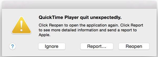 QuickTime Playerの予期しない終了